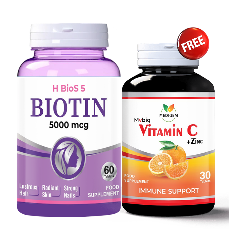 BUY BIOTIN 5000 MCG AND GET  VITAMIN C  FREE