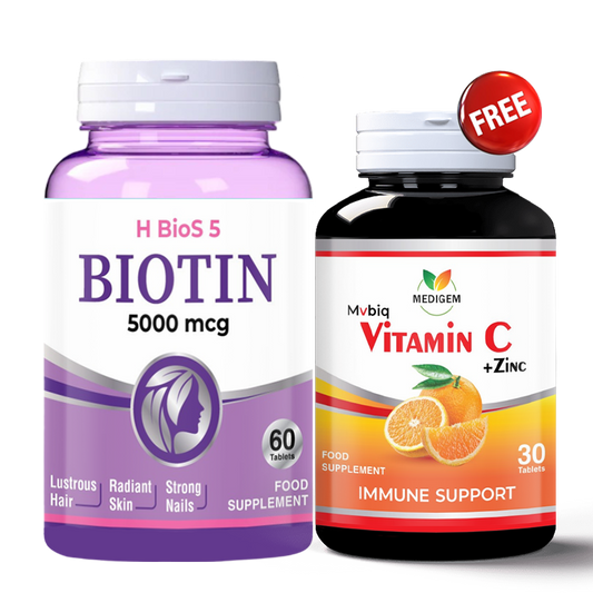 BUY BIOTIN 5000 MCG AND GET  VITAMIN C  FREE