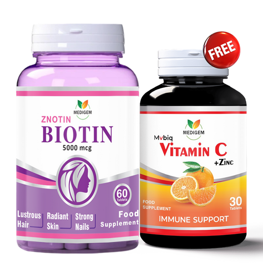 Buy Znotin Biotin (60 Tablets) Get Vitamin C Free